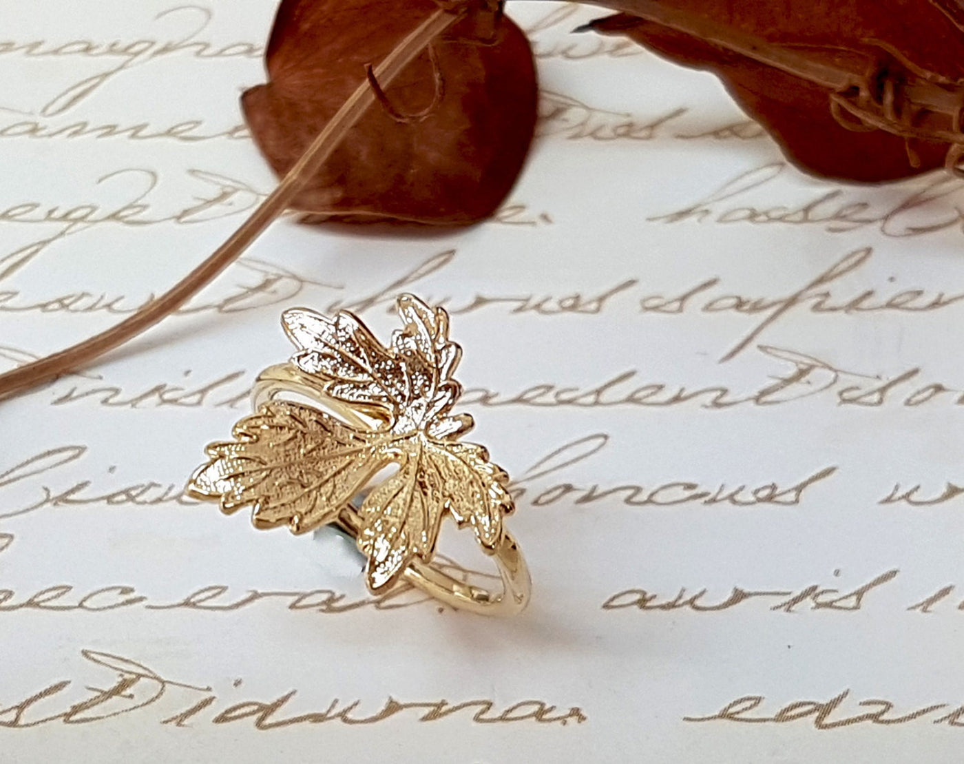 Autumn Dainty Gold Leaf Ring