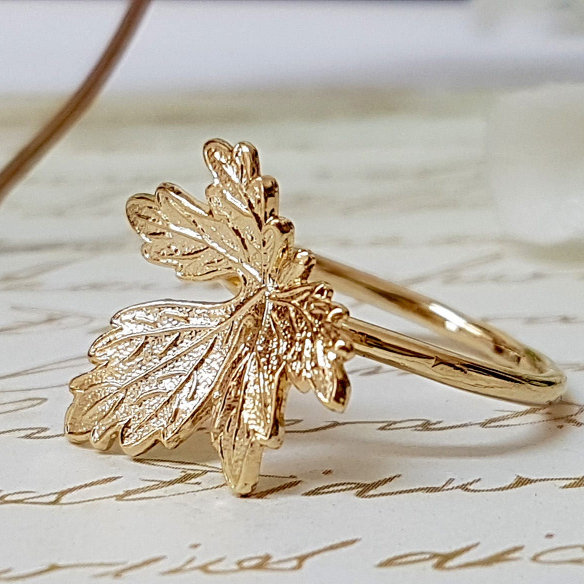 Autumn Dainty Gold Leaf Ring