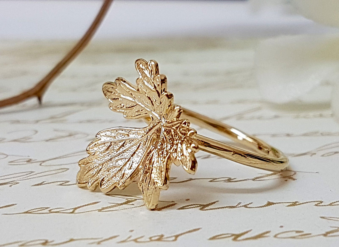 Autumn Dainty Gold Leaf Ring