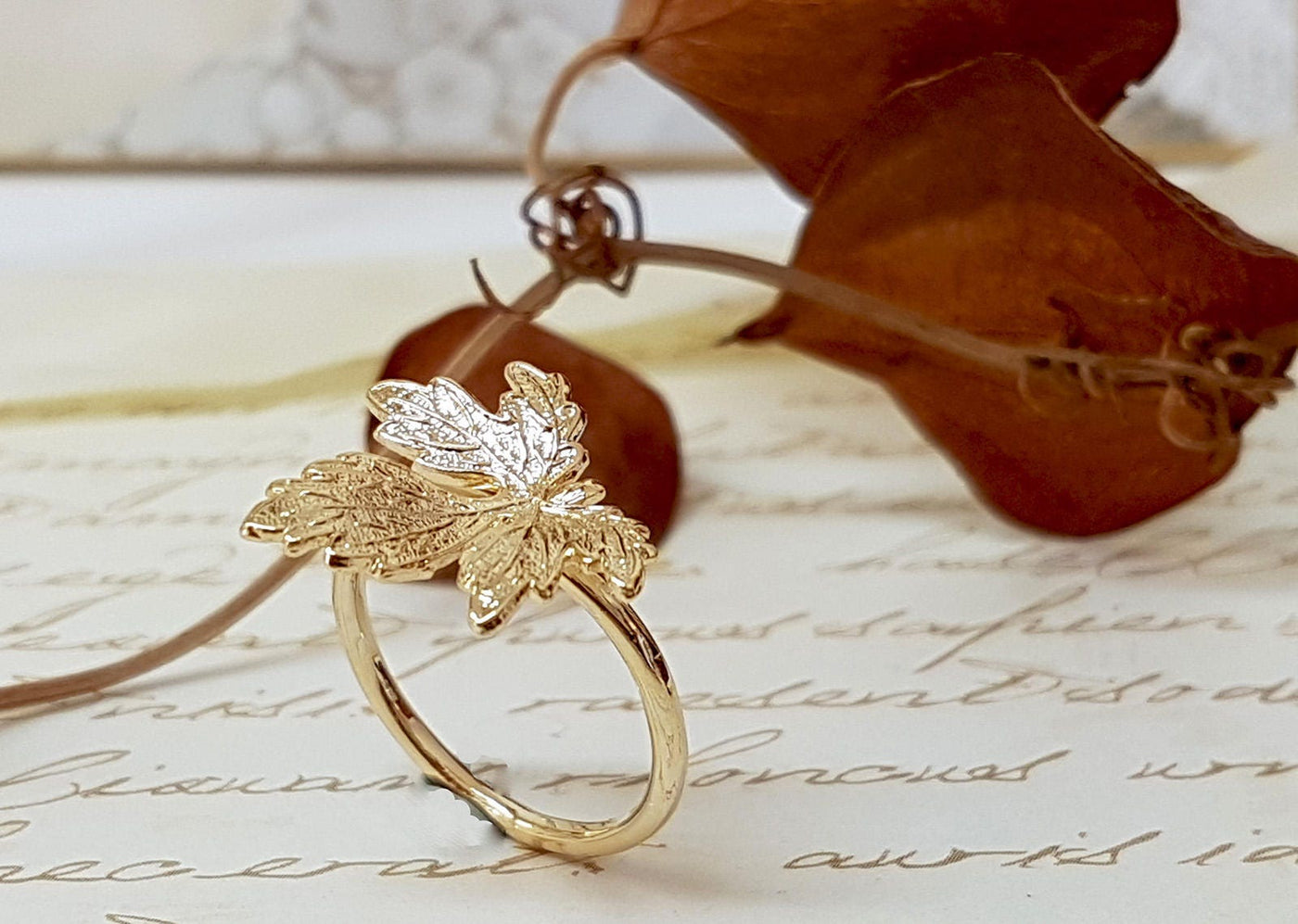 Autumn Dainty Gold Leaf Ring