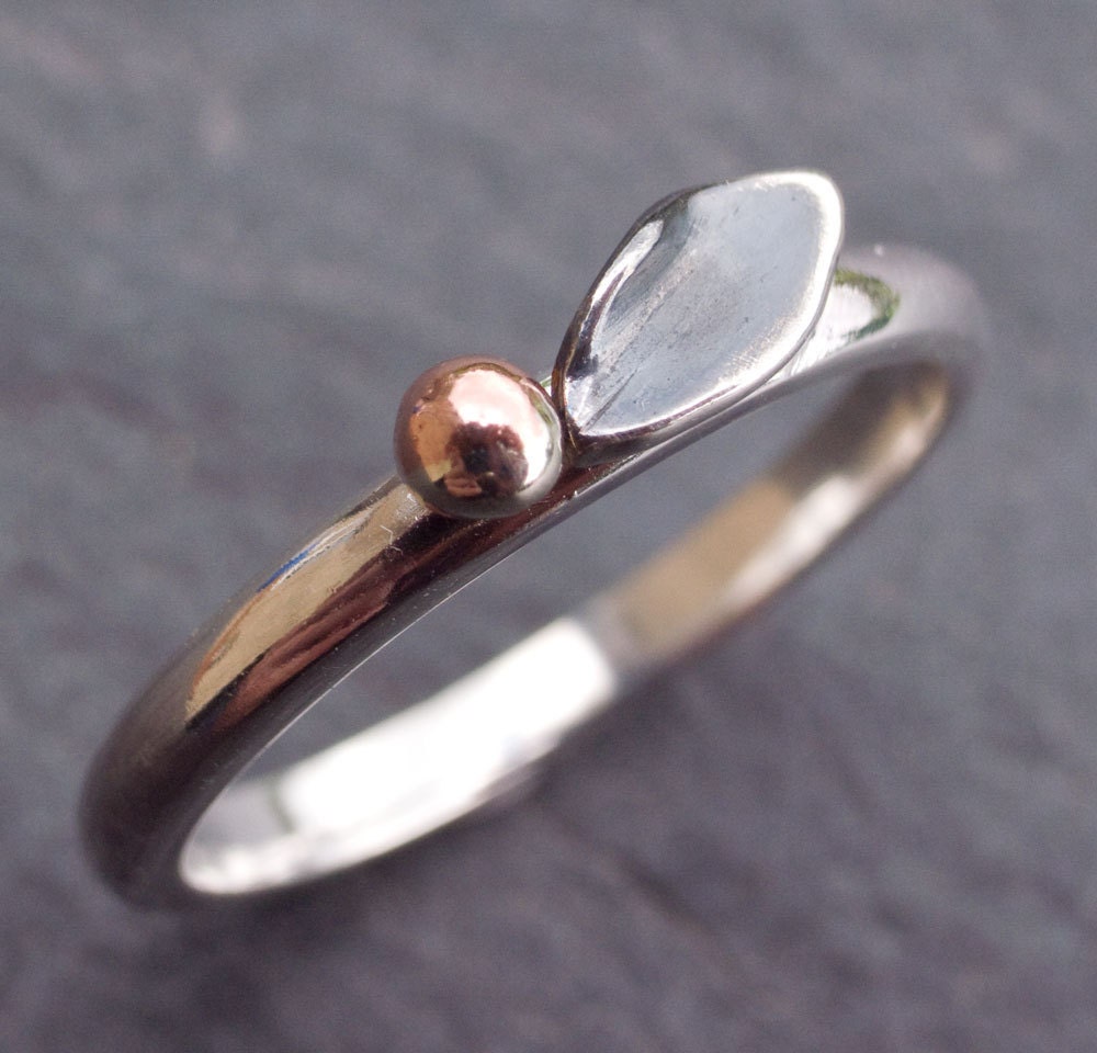 Sterling Silver and Copper Leaf Ring