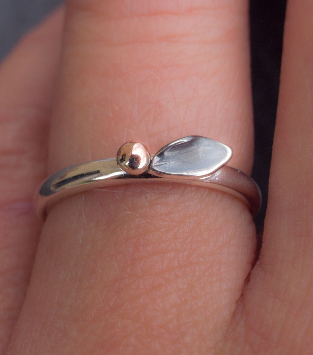 Sterling Silver and Copper Leaf Ring