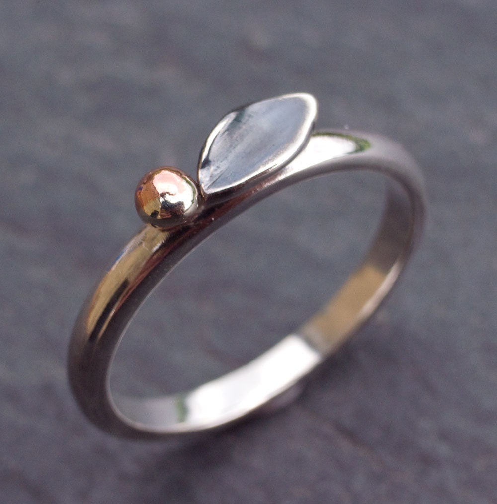 Sterling Silver and Copper Leaf Ring