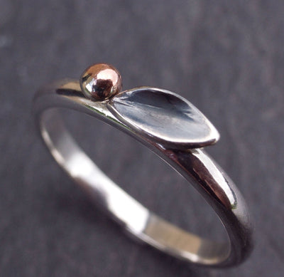 Sterling Silver and Copper Leaf Ring
