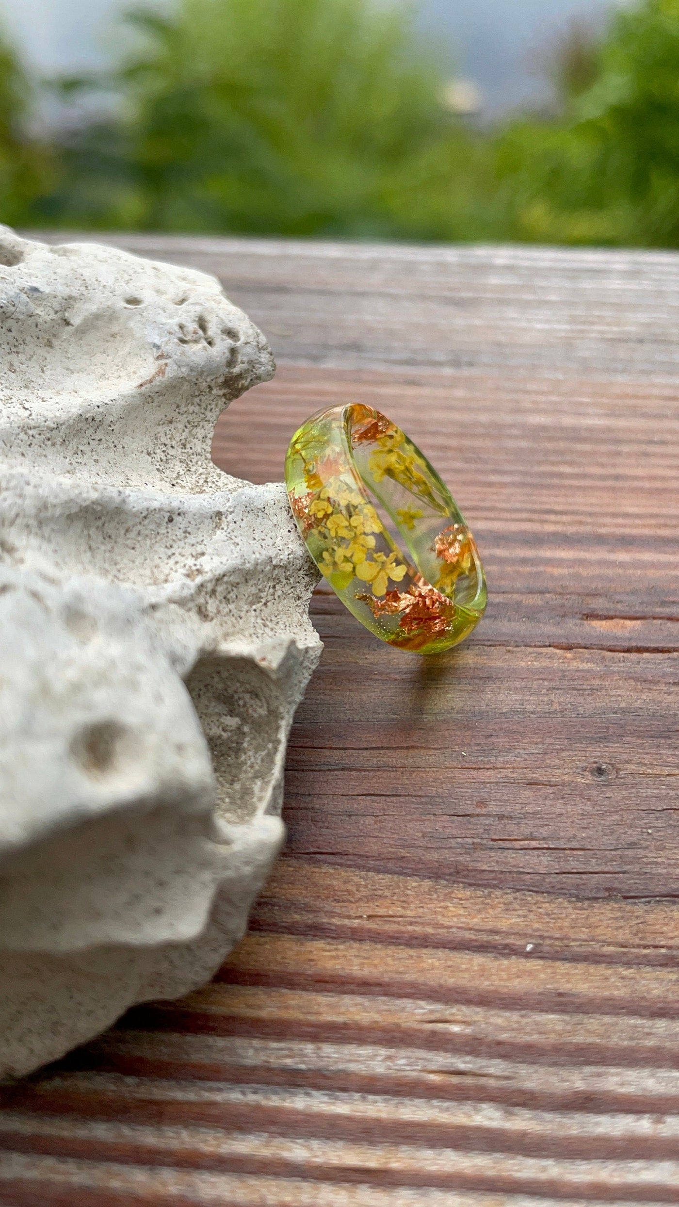 Autumn Resin Ring with Epoxy Finish