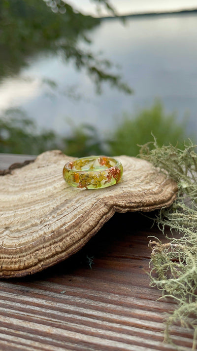 Autumn Resin Ring with Epoxy Finish