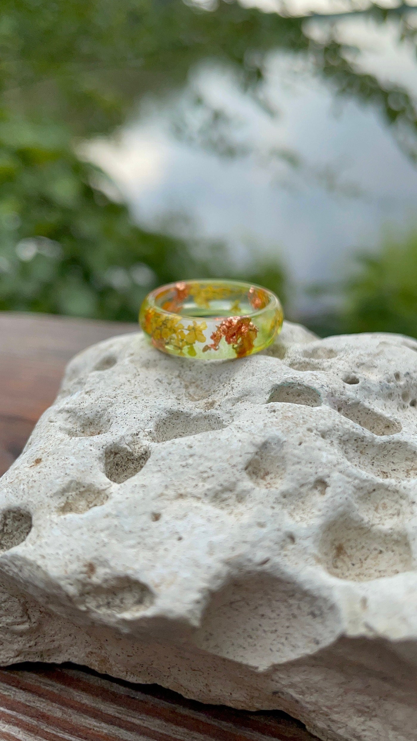 Autumn Resin Ring with Epoxy Finish