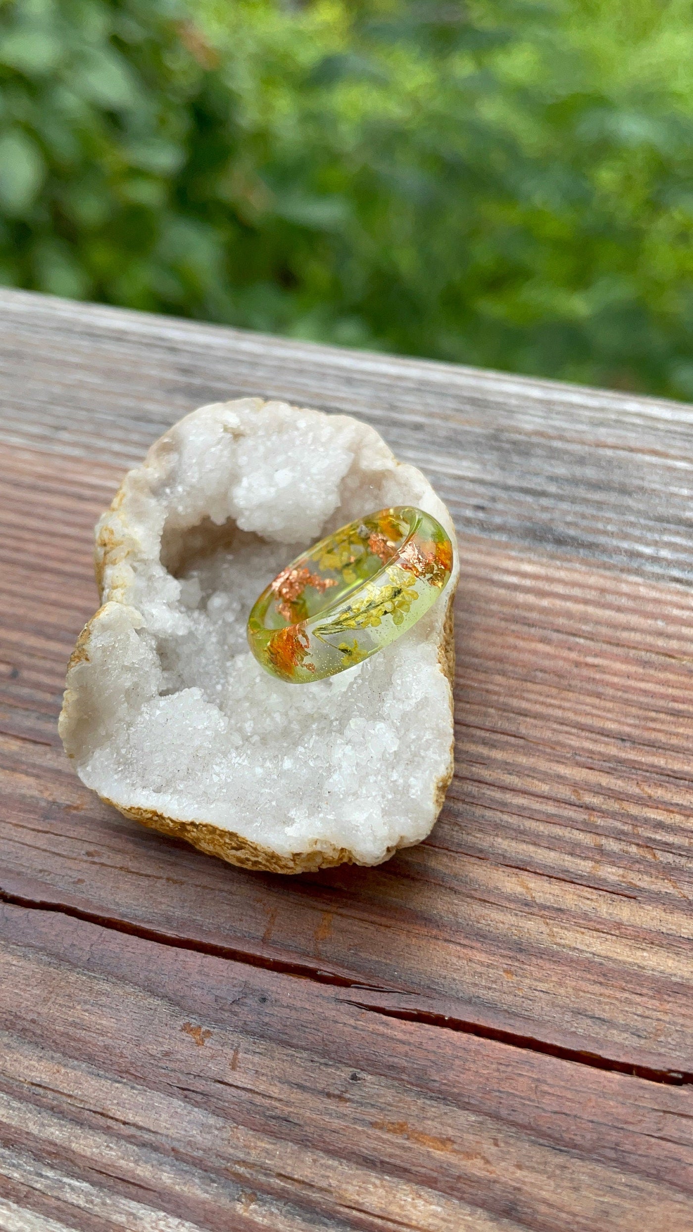 Autumn Resin Ring with Epoxy Finish