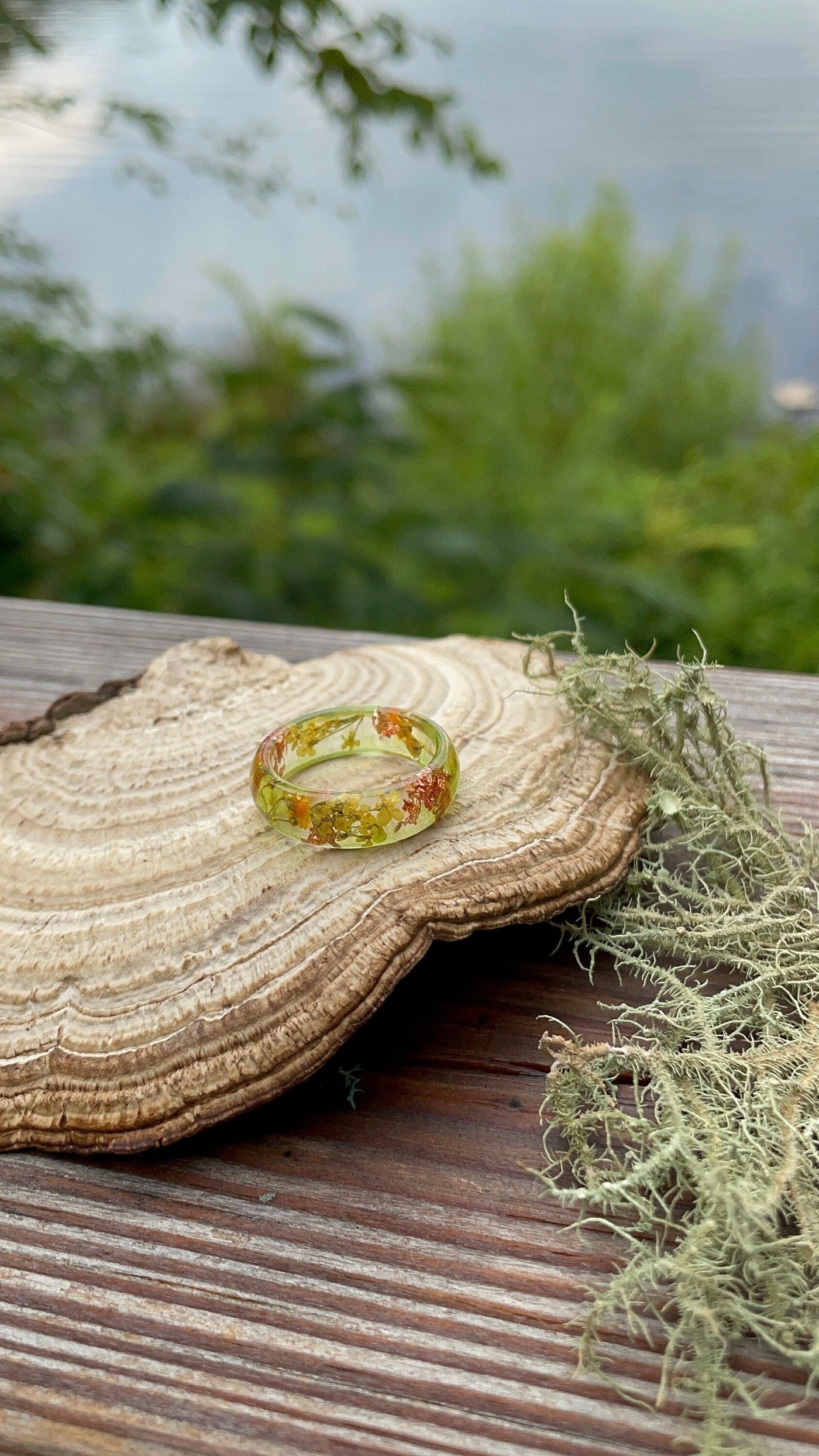 Autumn Resin Ring with Epoxy Finish