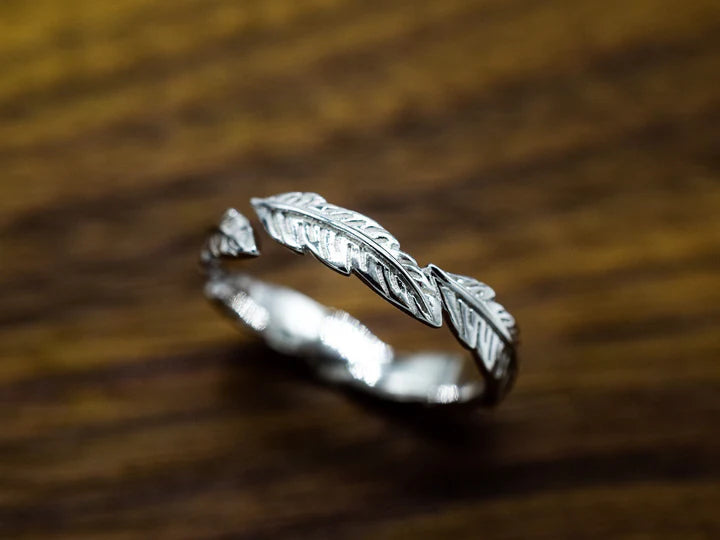925 Sterling Silver Feather Ring