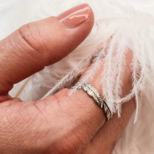 925 Sterling Silver Feather Ring