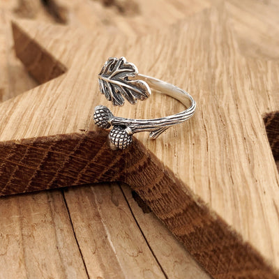 Oak Leaf and Acorn Adjustable Ring