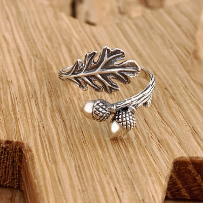 Oak Leaf and Acorn Adjustable Ring
