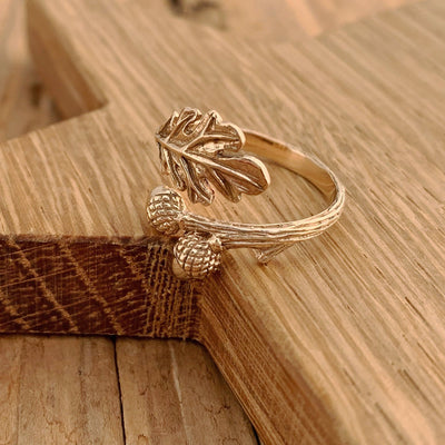 Adjustable Oak Leaf Acorn Ring