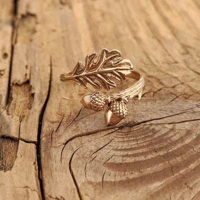Adjustable Oak Leaf Acorn Ring
