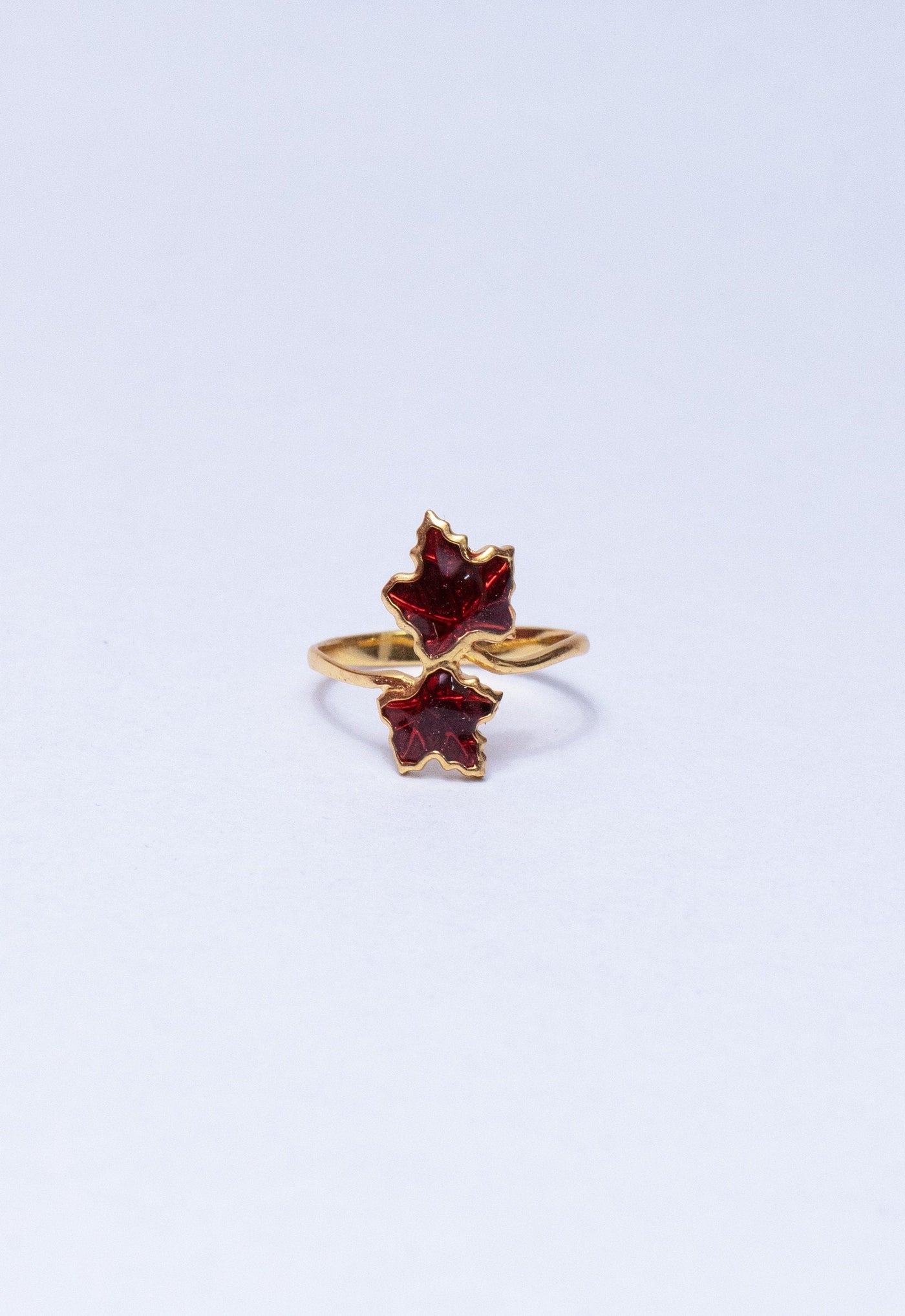 Red Maple Leaf Enamel Ring