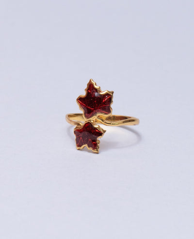 Red Maple Leaf Enamel Ring