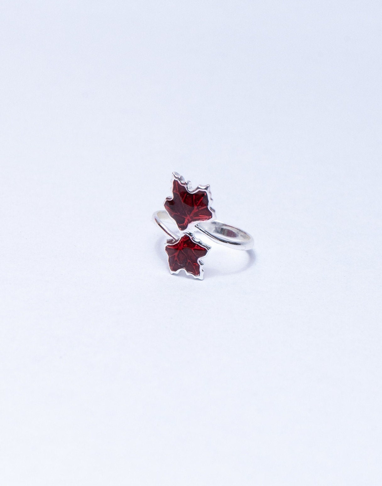 Red Maple Leaf Enamel Ring