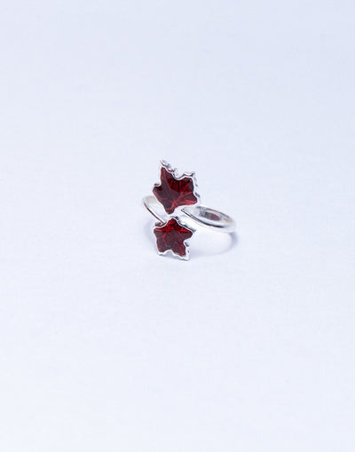 Red Maple Leaf Enamel Ring