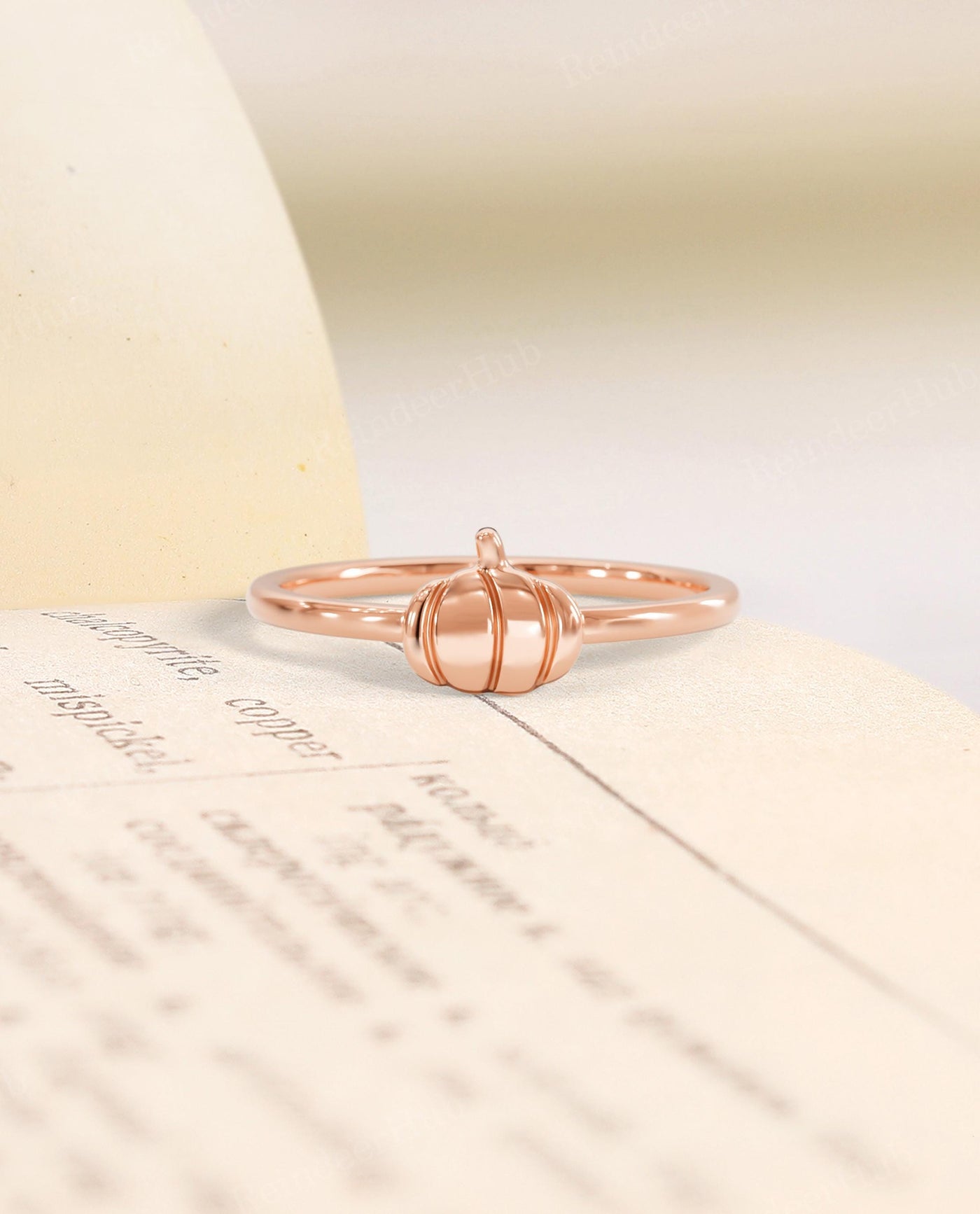Dainty Gold Pumpkin Stacking Ring for Women