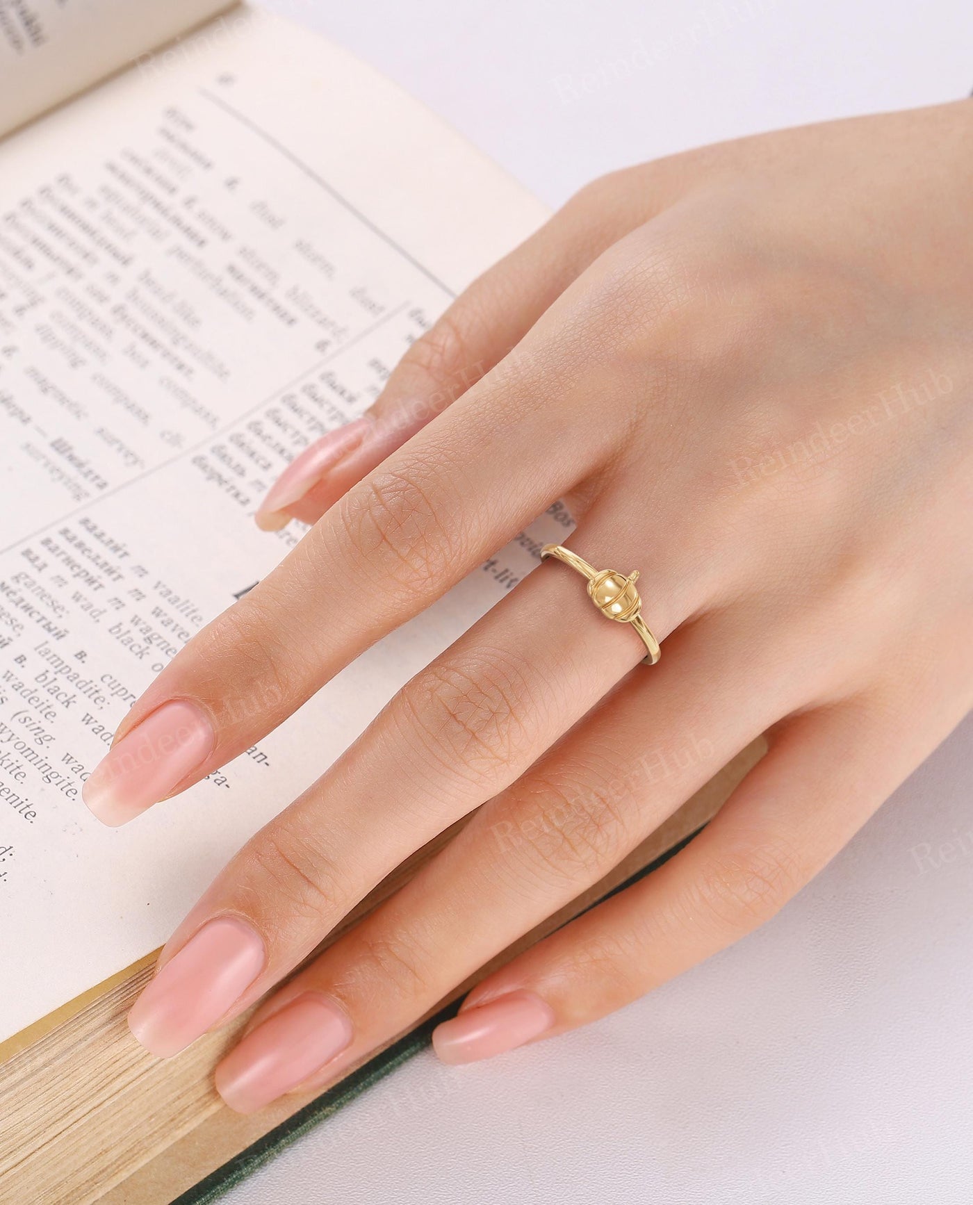 Dainty Gold Pumpkin Stacking Ring for Women