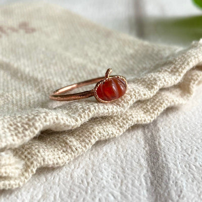 Dainty Carnelian Pumpkin Copper Ring