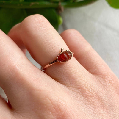 Dainty Carnelian Pumpkin Copper Ring