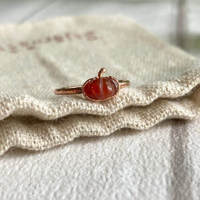 Dainty Carnelian Pumpkin Copper Ring