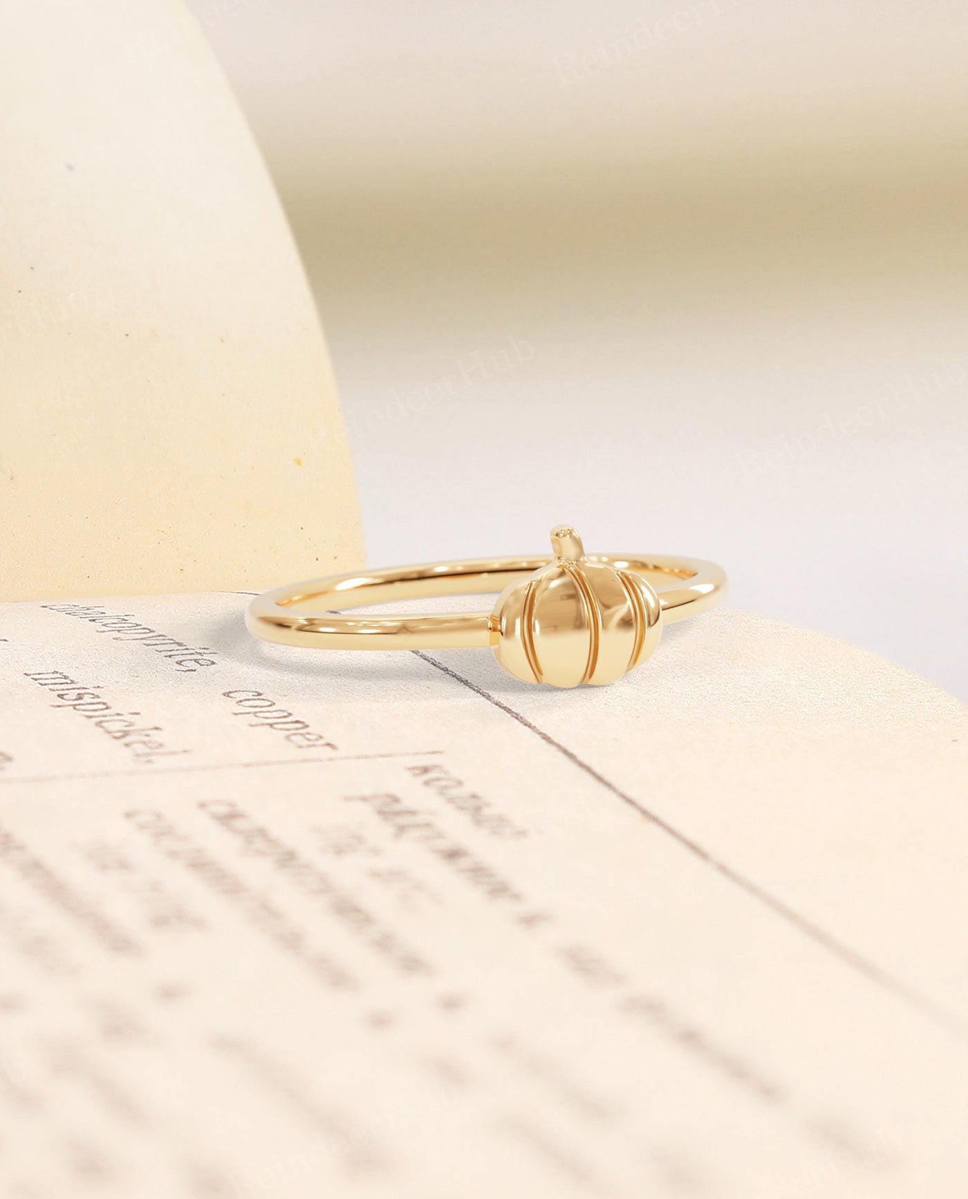 Dainty Gold Pumpkin Stacking Ring for Women