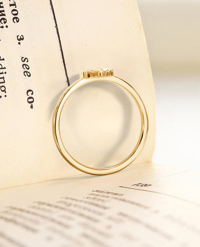 Dainty Gold Pumpkin Stacking Ring for Women