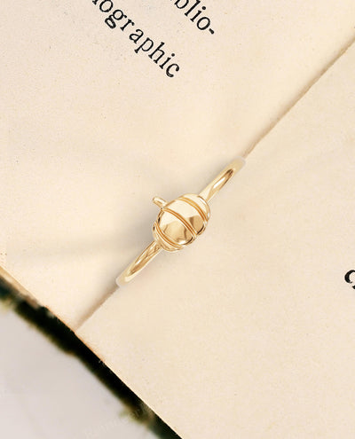 Dainty Gold Pumpkin Stacking Ring for Women