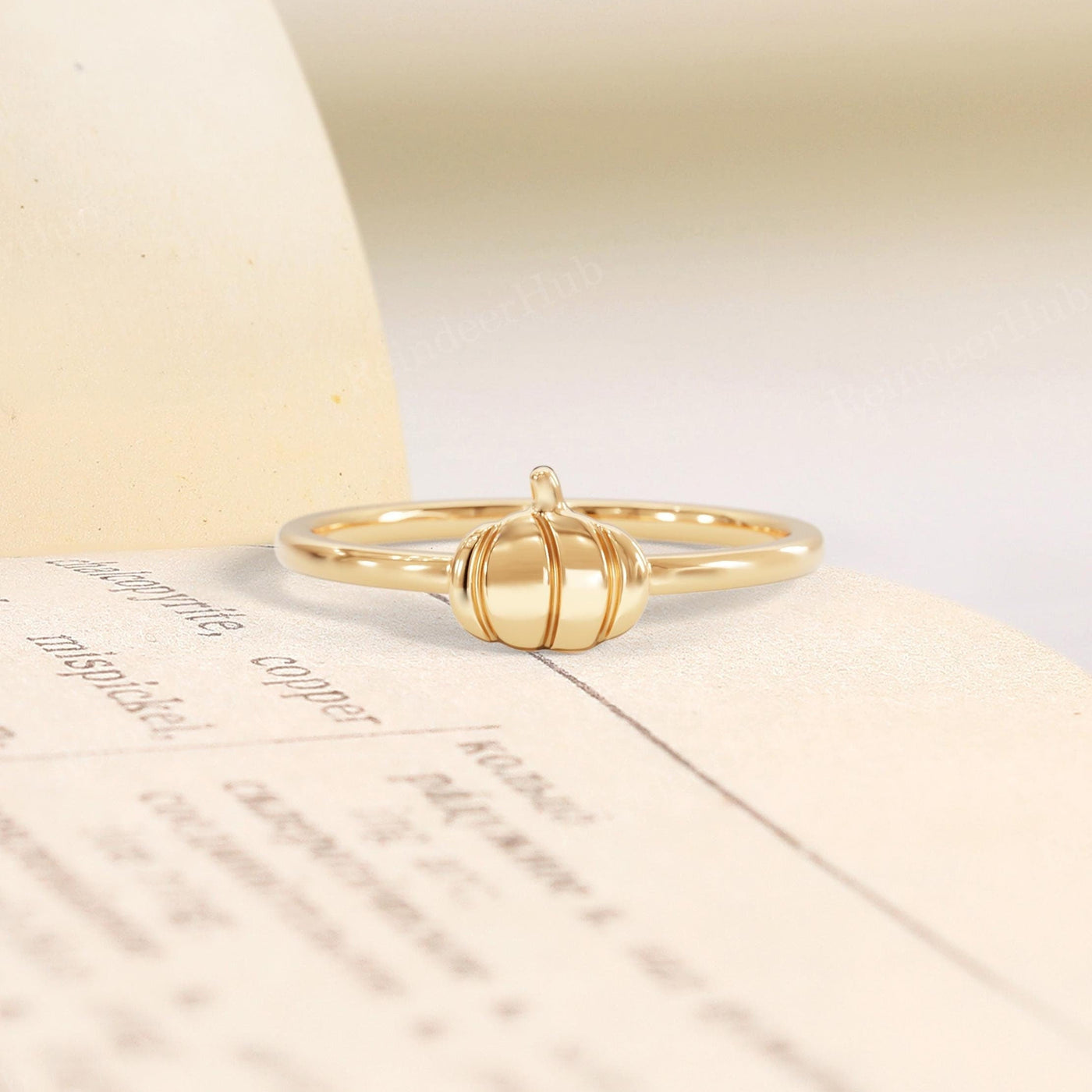 Dainty Gold Pumpkin Stacking Ring for Women
