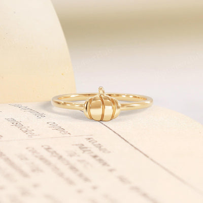 Dainty Gold Pumpkin Stacking Ring for Women
