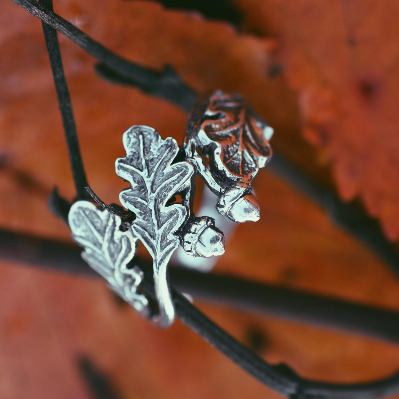 Sterling Silver Maple Oak Leaf Ring