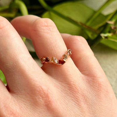 V-shaped Raw Carnelian Copper Ring