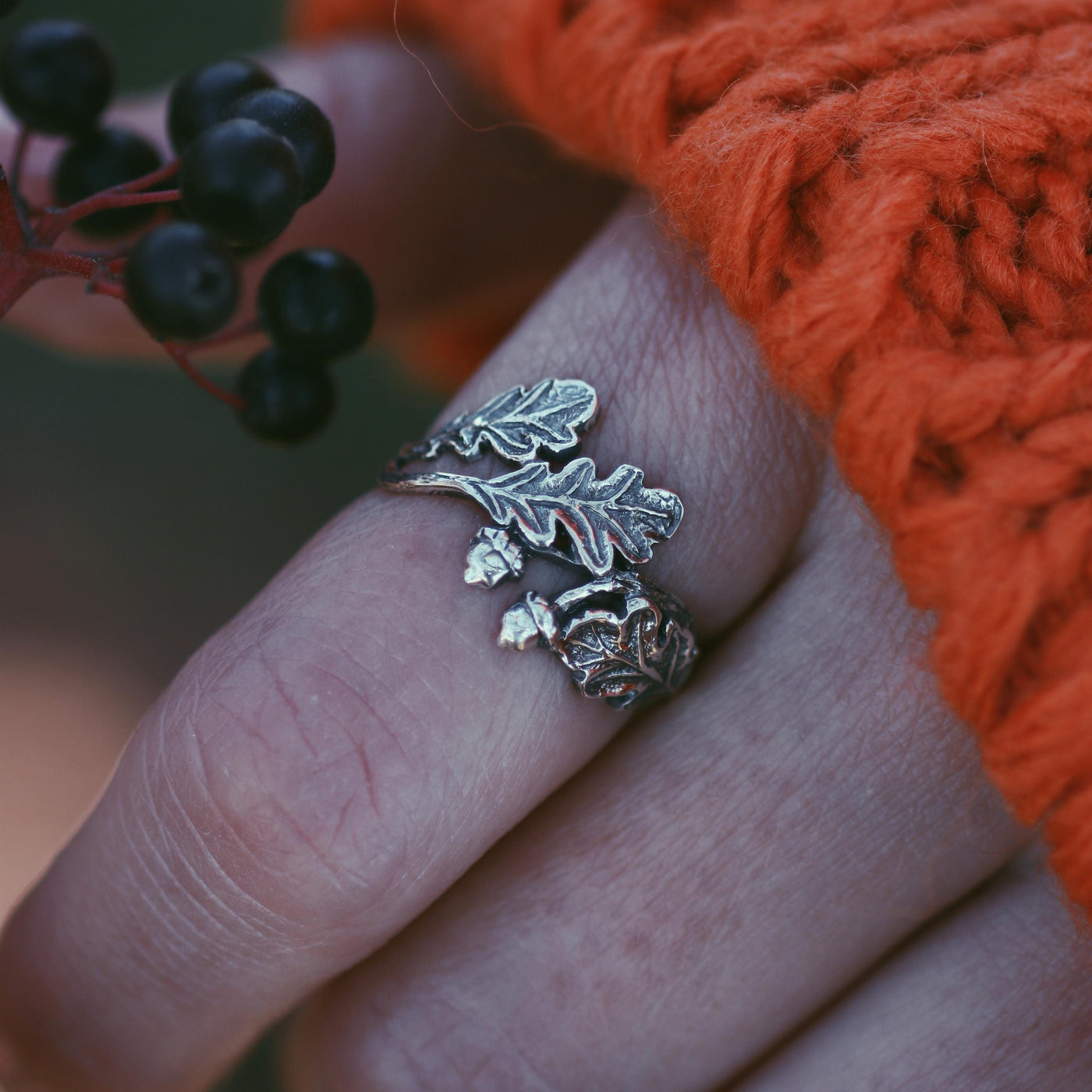 Sterling Silver Maple Oak Leaf Ring