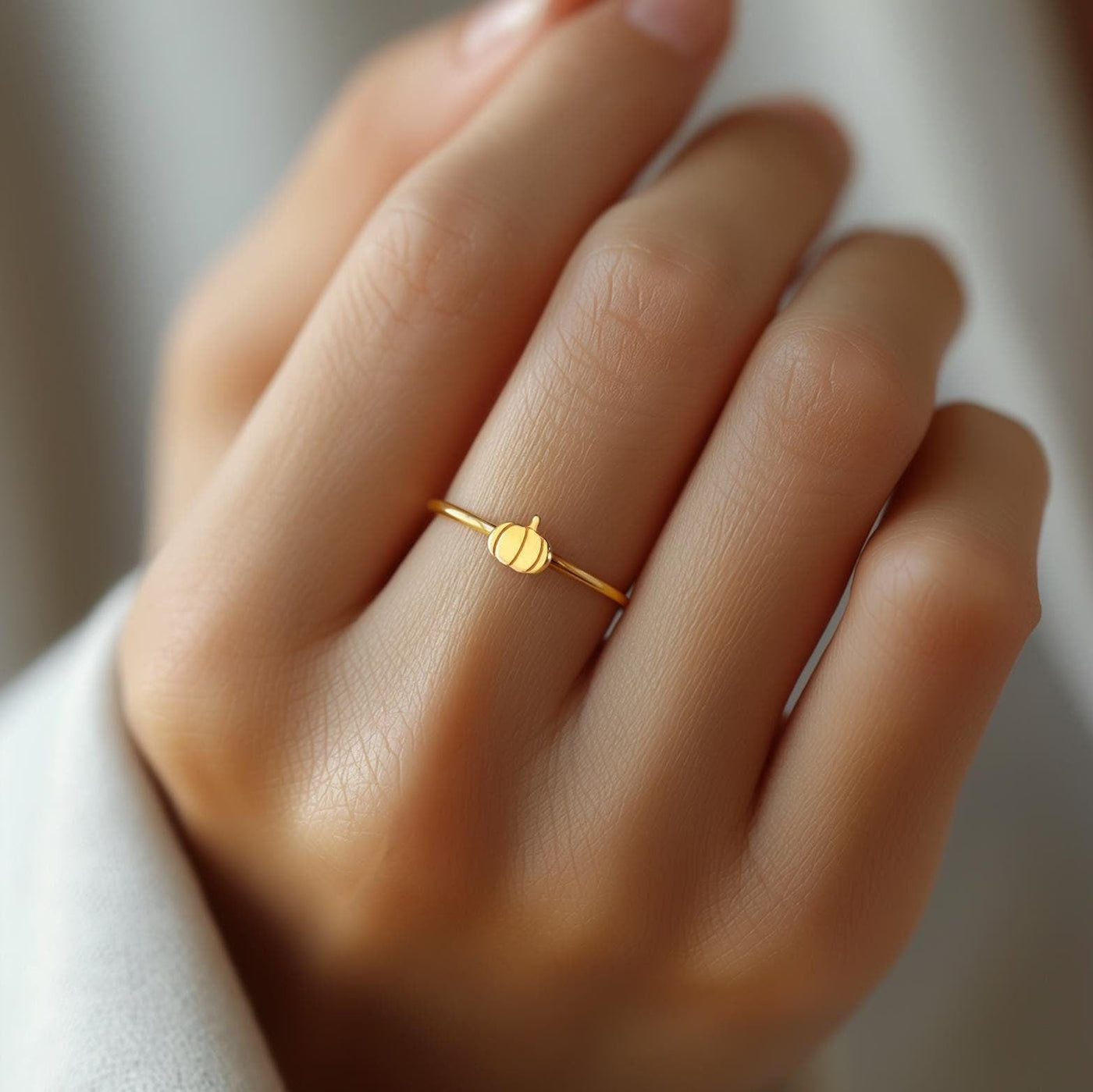 24k Gold Filled Dainty Pumpkin Ring for Fall