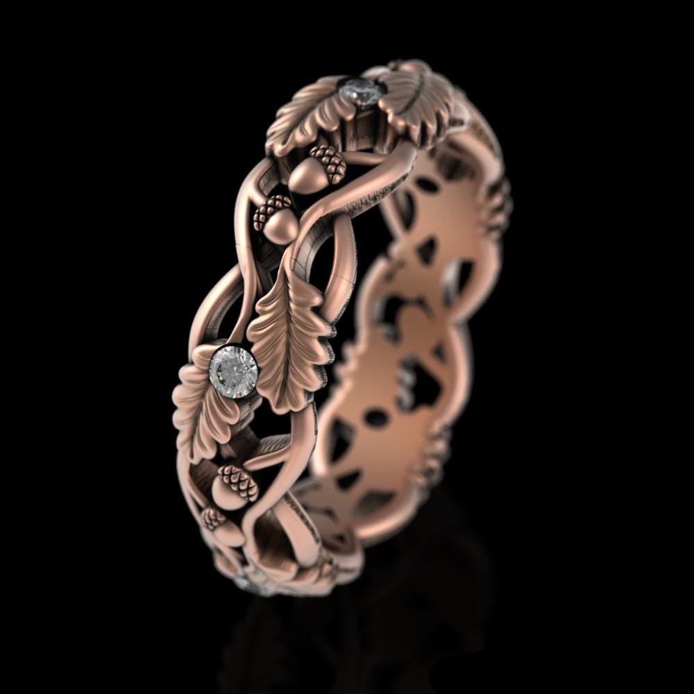 Womens Nature Inspired Gold Wedding Band