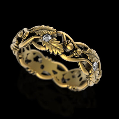 Womens Nature Inspired Gold Wedding Band