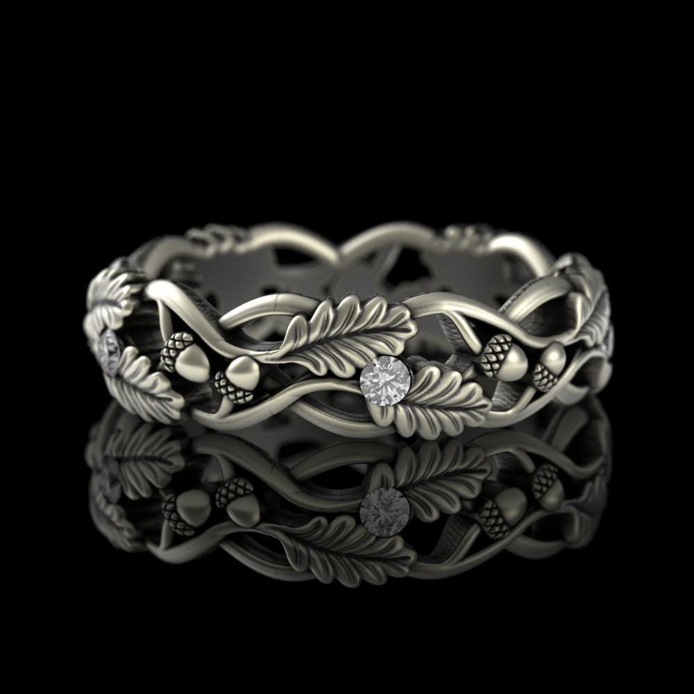 Womens Nature Inspired Gold Wedding Band