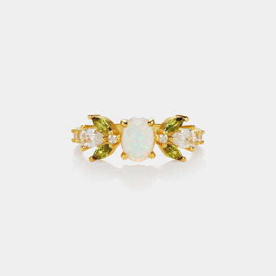 Opal Olive Leaf Stacking Dainty Ring