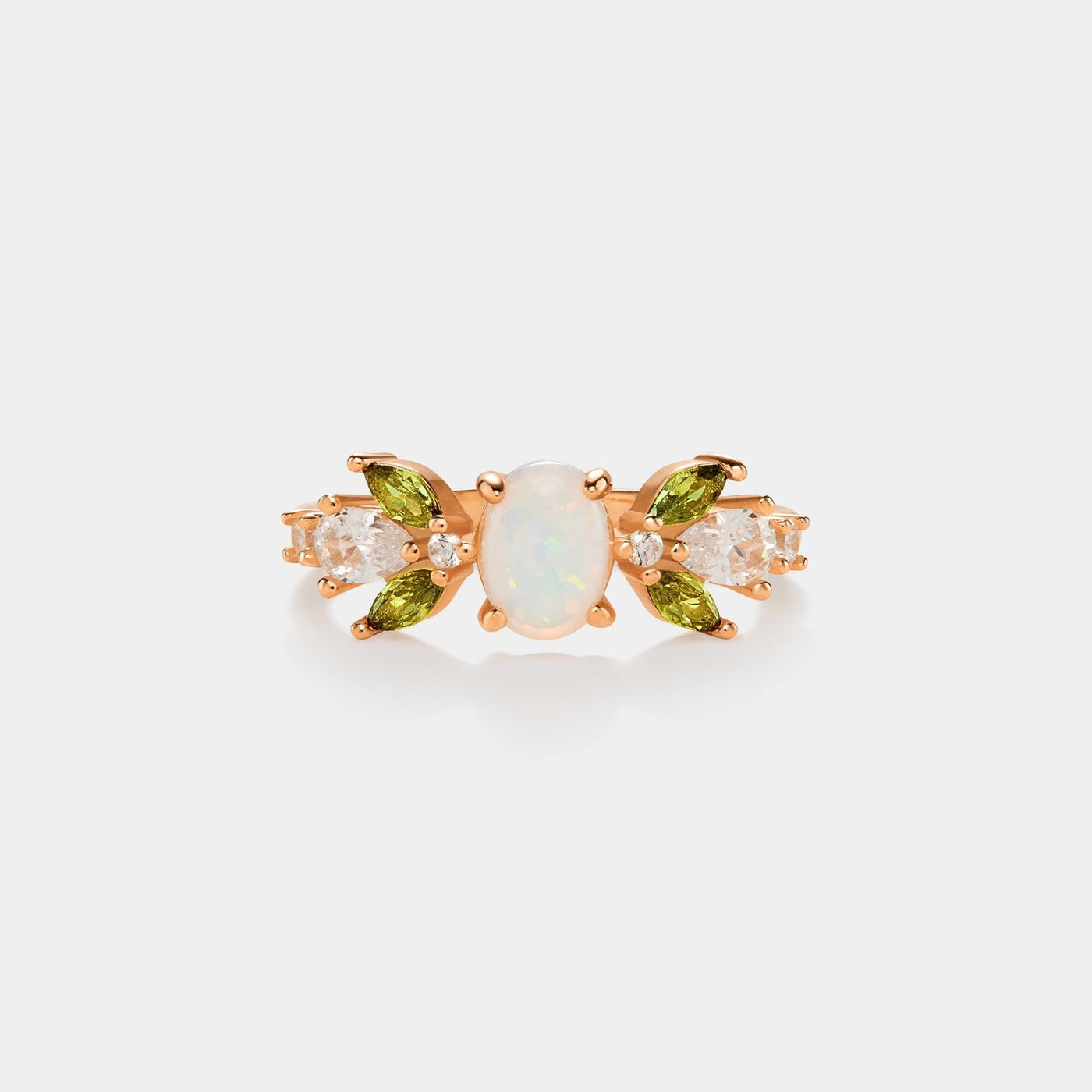 Opal Olive Leaf Stacking Dainty Ring