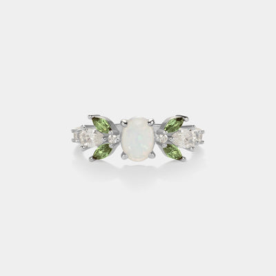 Opal Olive Leaf Stacking Dainty Ring