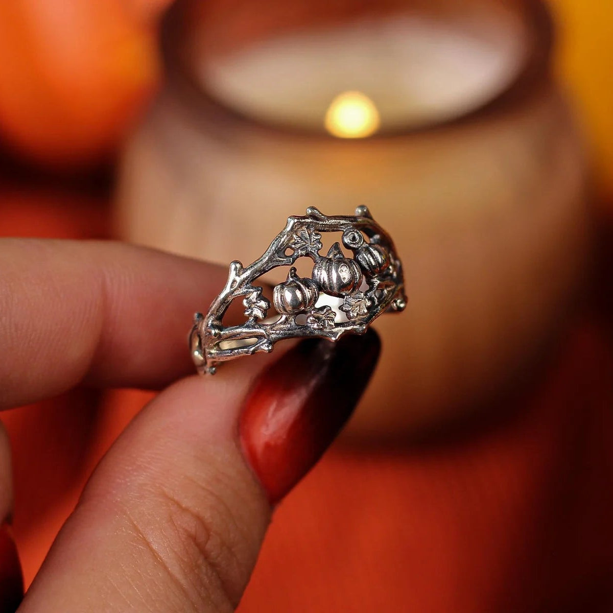 Elegant Silver Pumpkin Ring for Women